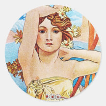 Journée, Alphonse Mucha Autocollant