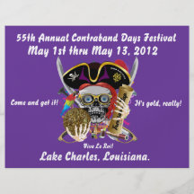Jours Lake Charles, Louisiane de pirate. 30 couleu Tract Personnalisé