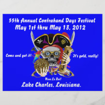 Jours Lake Charles, Louisiane de pirate. 30 couleu Prospectus Customisé