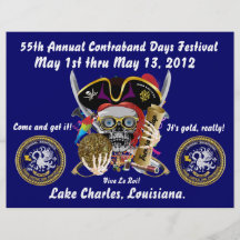 Jours Lake Charles, Louisiane de pirate. 30 couleu Prospectus Personnalisés