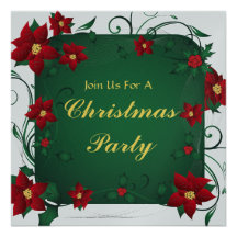 Joyeuse invitation de fête de Noël de poinsettia