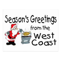 Joyeuses Fêtes de côte ouest de BBQ Cartes Postales