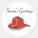 Joyeuses Fêtes de pompier Autocollants Ronds