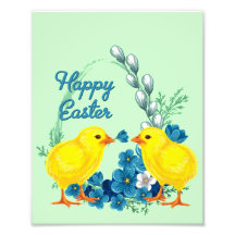 Joyeuses Pâques avec des poussins de bébé Impressions Photo