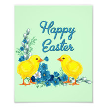 Joyeuses Pâques avec des poussins de bébé Impression Photo