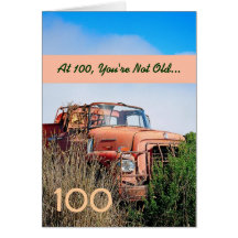 Joyeux 100th anniversaire DRÔLE - camion orange vi Cartes