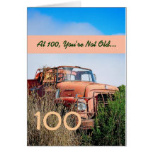 Joyeux 100th anniversaire DRÔLE - camion orange vi Carte De Vœux