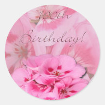 Joyeux 100th anniversaire/hortensias adhésif