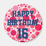 Joyeux 16ème anniversaire sur l'aimant de taches r