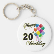 Joyeux 20ème anniversaire avec des ballons porte-clefs
