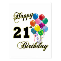 Joyeux 21ème anniversaire avec des ballons carte postale