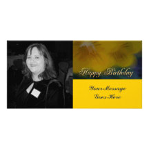joyeux anniversaire de fleur jaune photocarte personnalisée
