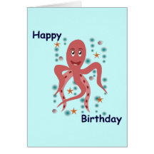 Joyeux anniversaire de poulpe heureux cartes de vœux