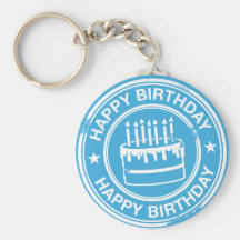 Joyeux anniversaire - effet blanc de tampon en cao porte-clefs