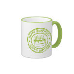 Joyeux anniversaire - effet vert de tampon en caou tasses