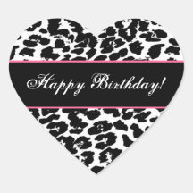Joyeux anniversaire G561 de léopard noir et blanc Adhésif