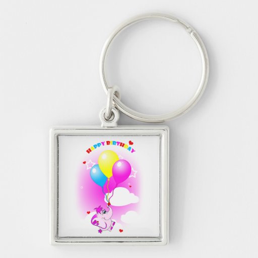 Joyeux anniversaire mignon Keychain d'éléphant ros Porte-clé