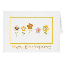 Joyeux anniversaire, nièce, fleurs carte de vœux