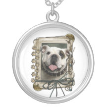Joyeux anniversaire - pattes en pierre - bouledogu pendentif