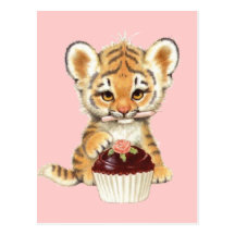 Joyeux anniversaire - tigre mignon avec le petit g cartes postales