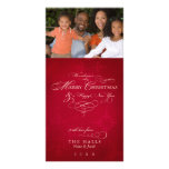 Joyeux carte photo rouge de Noël de flocon de neig Carte Avec Photo