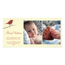 Joyeux Noël de merle de crème neigeuse rouge de br Photocarte