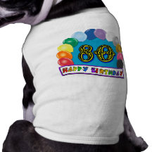 Joyeux quatre-vingtième anniversaire avec des ball vêtements pour animaux domestiques