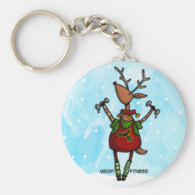 joyeux renne de forme physique porte-clef