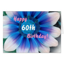 JOYEUX soixantième ANNIVERSAIRE avec la fleur bleu Cartes De Vœux