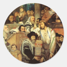 Juifs priant dans la synagogue sur Yom Kippour Autocollants