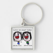 Jumeaux fraternels fous porte-clefs