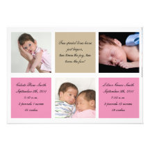 Jumelle le faire-part de naissance - filles