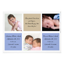 Jumelle le faire-part de naissance - garçons