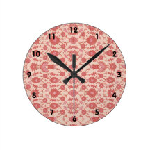 Juste couleur pêche - motif floral vintage pendule murale