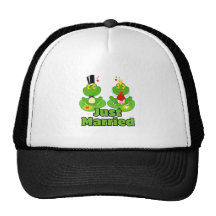 juste grenouilles mariées de froggy de jeunes mari casquettes