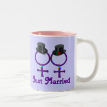 Juste lesbienne formelle mariée tasse à café