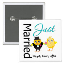 Juste marié heureusement pour toujours badge avec épingle