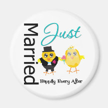 Juste marié heureusement pour toujours magnets pour réfrigérateur