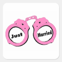 Juste menottes mariées de rose autocollants