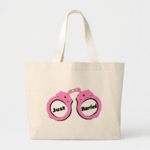 Juste menottes mariées de rose sac en toile