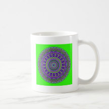 Kaléidoscope Grec de tuiles avec le vert au néon Tasse