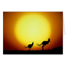 Kangourous dans l'Australien à l'intérieur Carte