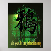 Kanji binaire de Raven Affiches