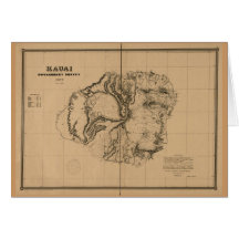 Kauai, 1878, carte vintage d'Hawaï