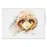 Kawaii de yeux de croquis de fille d'Anime de Mang Carte De Vœux