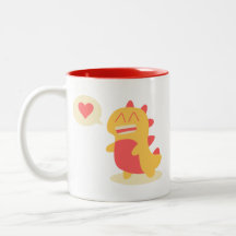 Kawaii Dino de sourire parlant de l'amour et du ca Tasse