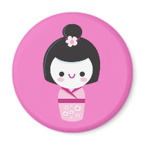 Kawaii Kokeshi - aimant rose magnets