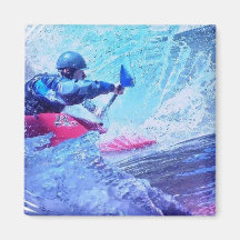 Kayaker de l'eau blanche aimants pour réfrigérateur