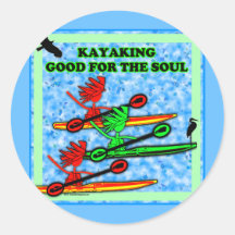 Kayaking bon pour l'âme autocollants ronds