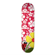 Ketmie tropicale de Fuschia ; Coccinelle Planches À Roulettes Customisées